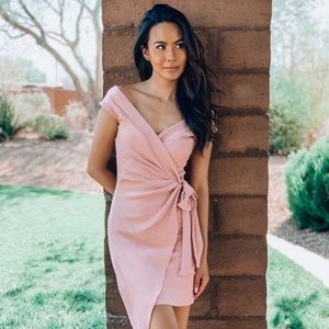 Pink Fitted Wrap Dress